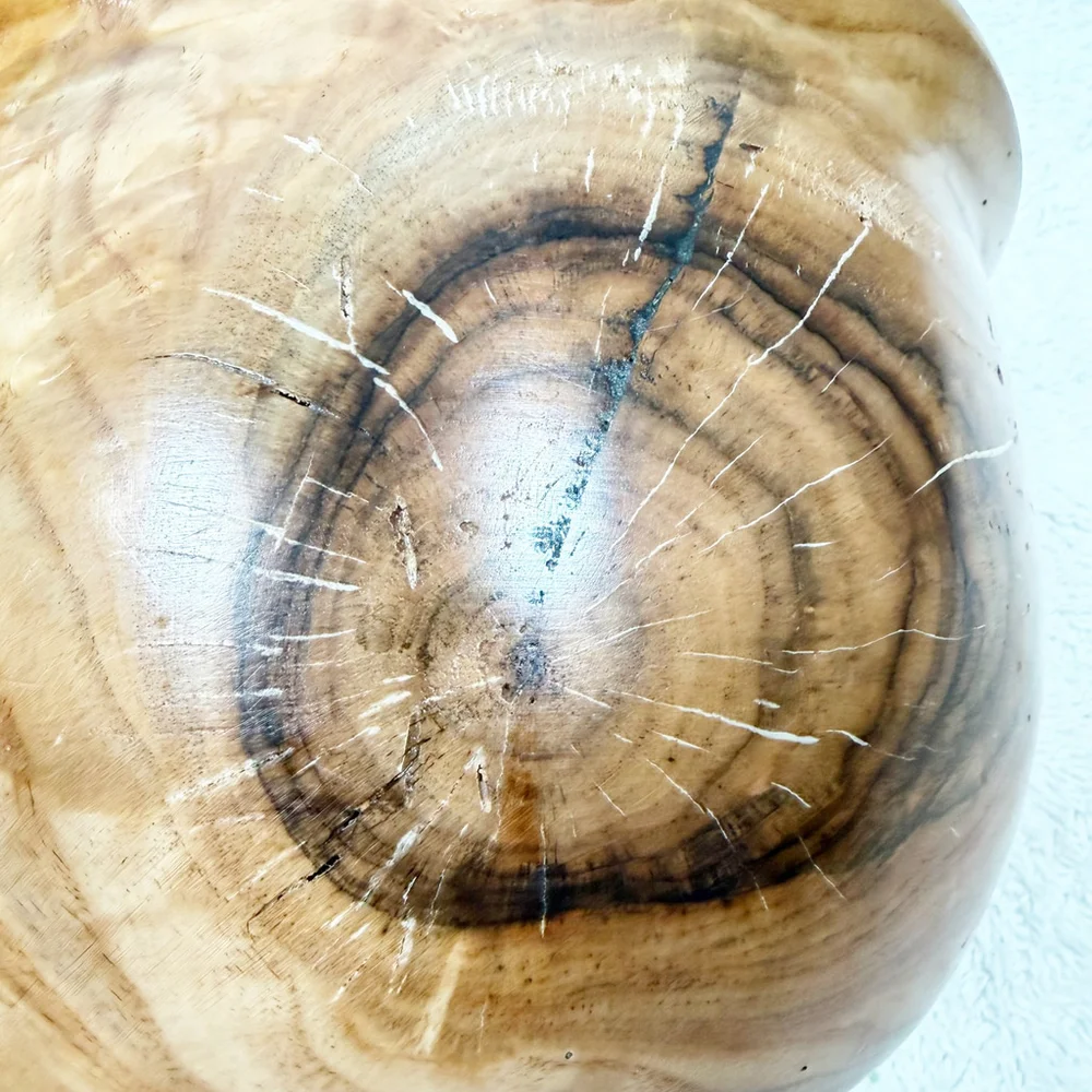 D. Rhudy Spalted Persimmon Wood Bowl Large Decorative Centerpiece Signed 7.5